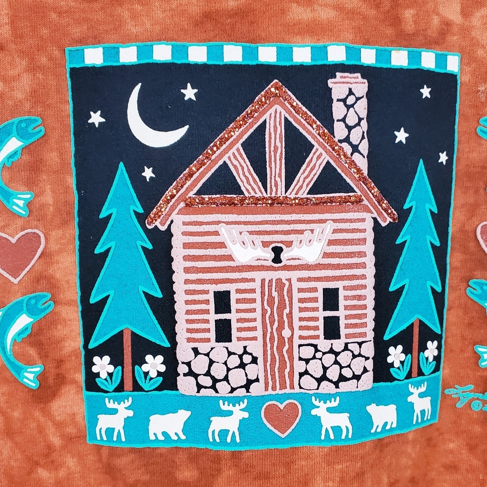 Vintage Cactus Bay Lynee Western Wildlife Cabin Tie Dye Cotton Maxi - Picture 3 of 14